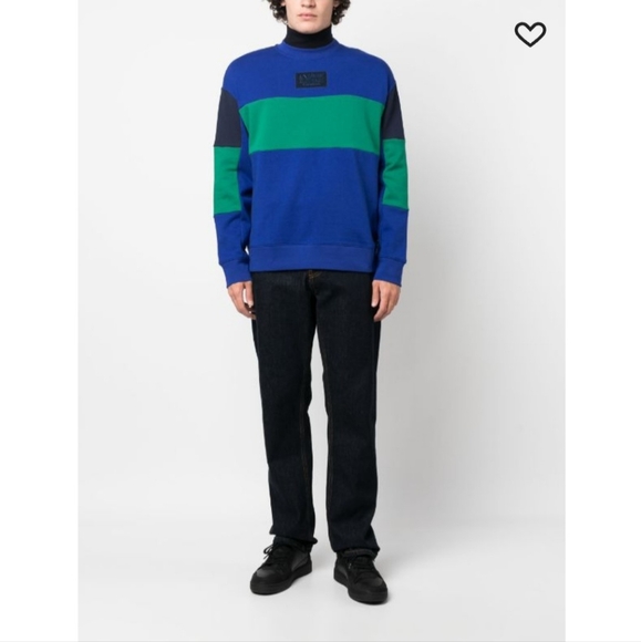 Armani Exchange logo-patch stripe sweatshirt - Picture 5 of 7